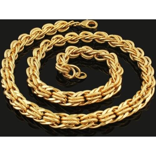 New Trendy Chain Men . Gold Color Thick&Heavy Round Link Chain Necklace For Men Jewelry Wholesale