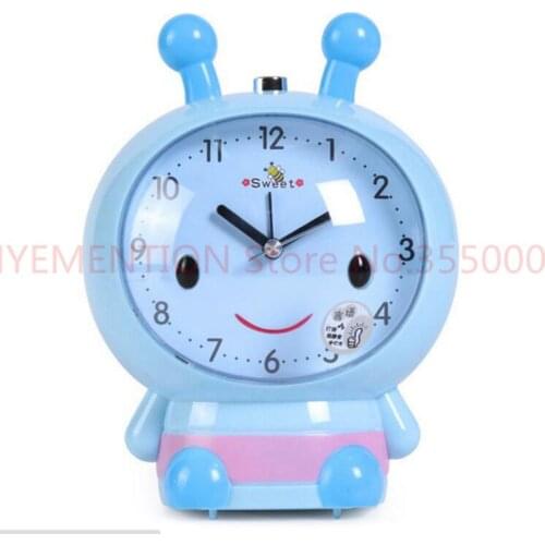 New 50pcs/lot! Small Bee Alarm Clock Voice Cartoon Mute Desk Clock Child Music Alarm Clock Gift 4 colors