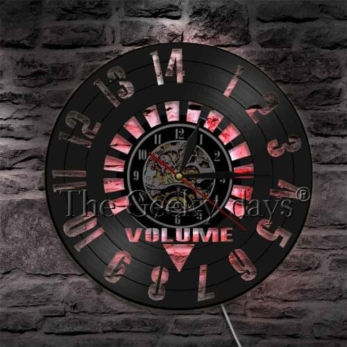 Volume LED Wall Light With Color Changing Remote Controller Creative Vinyl Record Wall Light Clock Modern Home Decor