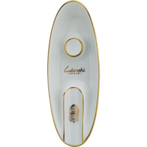 LUBINSKI Classic 1 Slot Fine Porcelain Cigar Cigarette Ashtray Holder For Home Outdoor Smoking Tool With Gift Box