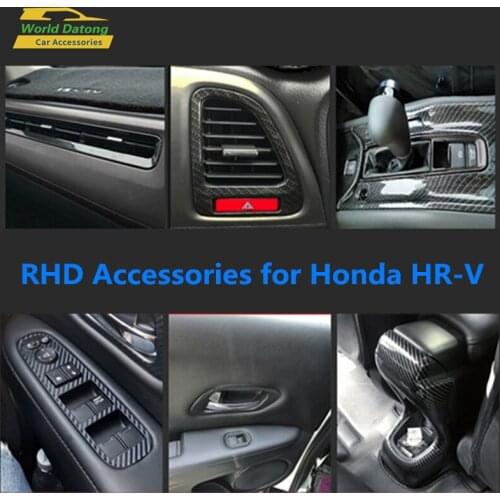 Right hand drive for Honda HRV HR-V 2015-2018 Carbon Fiber Grain Accessories Interior ABS Decroation Cover RHD Trim