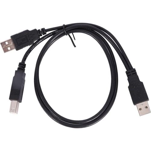 Dual USB 2.0 Male To Standard B Male Y Data Cables 80cm For Printer Scanner External Hard Disk Drive Durable