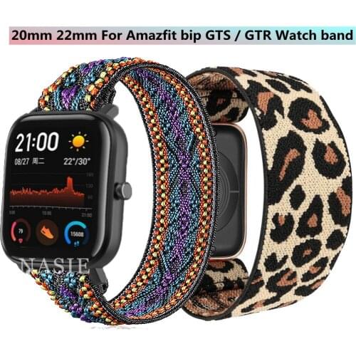 20MM 22MM Bohemia Elastic Nylon Loop Band For Huawei GT 2 2e GT2e Watch Band For Xiaomi Amazfit Bip S/Stratos 3 2 2s/GTS GTR 2