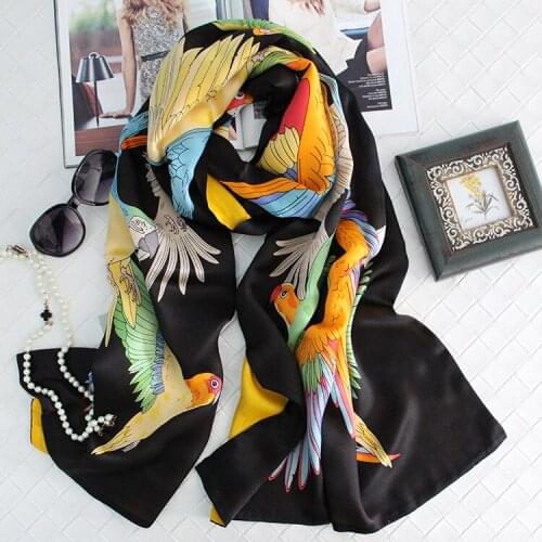 WOMEN Fashion Long Towel Temale Shawl Scarf Colored Parrot Double-layered Silk Wool Temperament Elegant Shawl Wrap