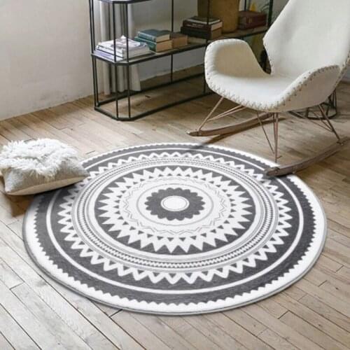 Nordic Modern Plush Floor Rug Round Carpet Playmat Kids Game Play Pad for Living Room Bedroom Home Decoration