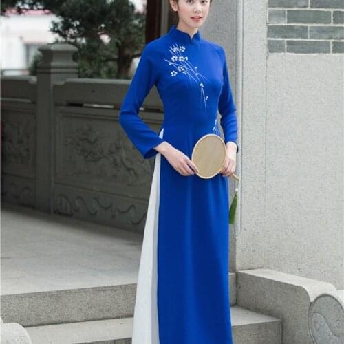 Modern Chinese Dress Cheongsam Qipao Online Chinese Store Female Robe De Soiree 2019 Japanese Kimono Ao Dai Vietnam Dress AA4426