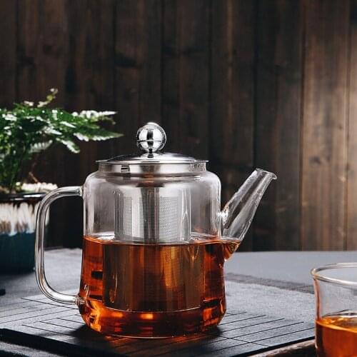 Glass Teapot Transparent Boiling Thickened High Temperature Resistant Single Kettle Filter Tea Maker Tetera Stove Kettle EI50TP
