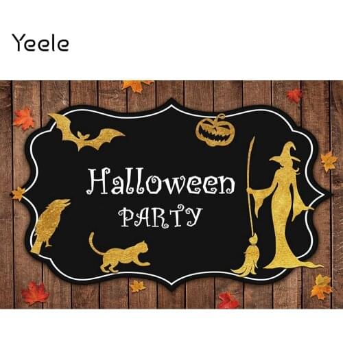 Yeele Halloween Autumn Witch Vintage Wood Board Broom Baby Birthday Backdrop Vinyl Photography Background Photophone Prop
