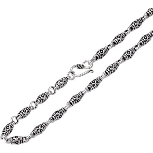 925 sterling silver jewellery vintage Chinese style mens fashion personality necklace 6mm wide Chain length can be customized