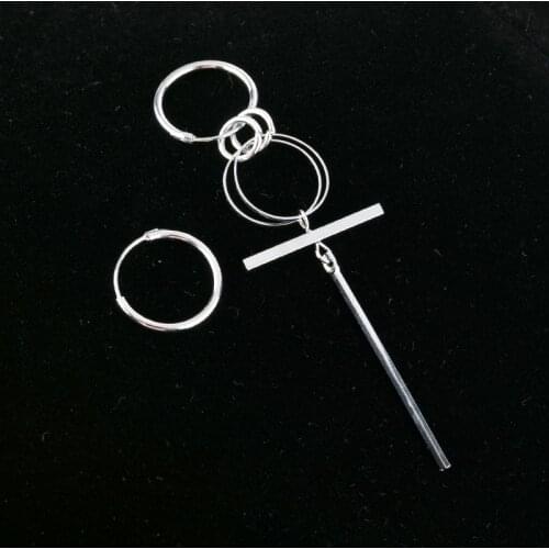 Kpop Jewelry Fashion Asymmetrical Long Circle Earrings Trendy 2020 INS Pop Unisex Alloy Earrings Boys Girls Accessories BTS-195