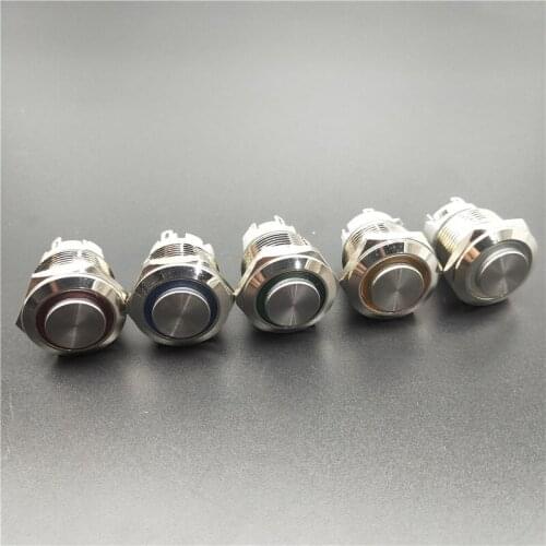 10pcs 19mm Metal brass Push Button Switch High head illumination ring Momentary self reset 1NO Car press button