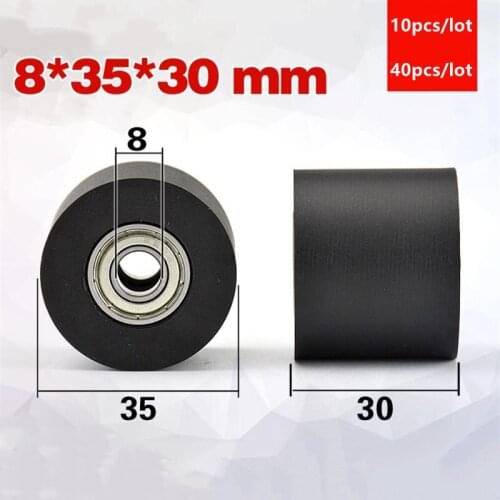 10pcs/40pcs flat guide wheel 8*35*30mm bearing 698ZZ 698 PU soft rubber coated pulley 8x35x30 mm Conveyor belt roller low noise