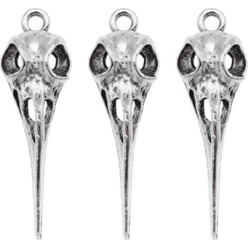 10pcs Zinc Alloy Skull Charms Alloy Raven Pendant Punk Man Necklace Bracelet Accessory Jewelry Making Vintage Charms Crafts