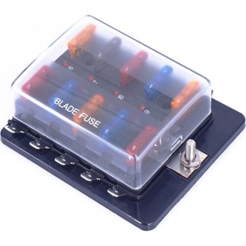 10 Ways 6 Ways Blade Fuse Box Holder with LED Warning Light for Car Boat Marine Trike 12V 24V M size