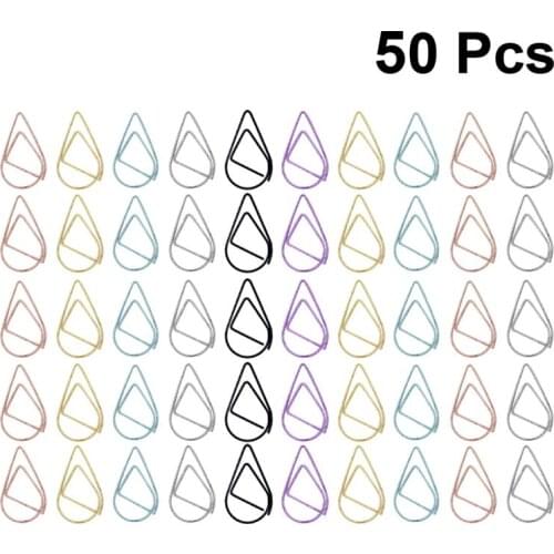 20/50pcs Water Drop Shape Paper Clip Gold Silver Black Paper Clips Simple Metal Paper Clip Random Color