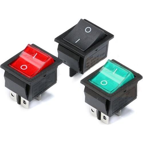 5pcs KCD4 Rocker Switch 2 Position 4 PIN 6PIN 16A/250V 20A/125V Electrical Equipment With Light Power Switch ON-OFF-ON 31*25mm