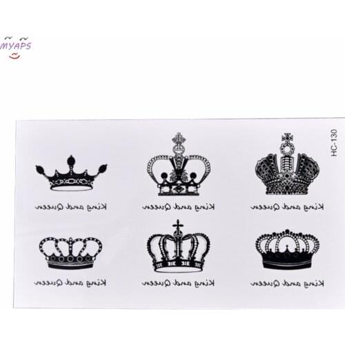 6 Patterns Different Black Crown Brand Fashion Waterproof Temporary Tattoo Sticker Tatoo Tatto Women Flash Fake Henna