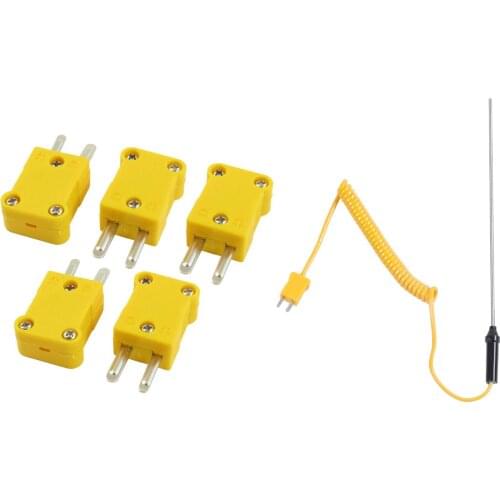 6 Pcs Accessories: 5 Pcs Plastic Case Flat Male 2-Pin K Type Thermocouple Wire Connector & 1 Pcs WRNK-187 K Type 0-1100C Thermoc