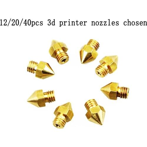 8/16/20/50pcs 0.2/0.3/0.4/0.5mm 3d printer Copper Nozzles 1.75mm filament anet a6 a8 MK8 Extruder Makerbot diy printers parts
