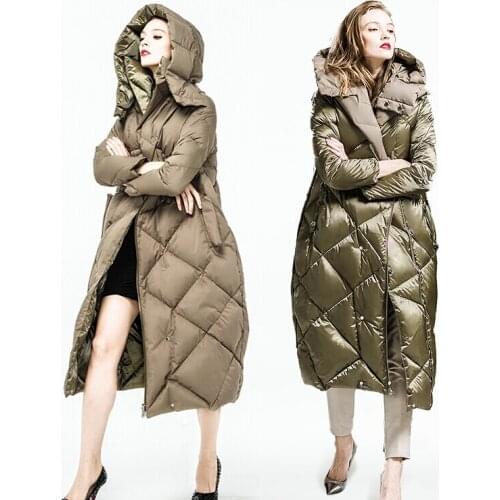90% Goose Down 2016 Winter Jacket Women down Parkas thicken Down coat hooded casual reversible down coats female long design 3XL