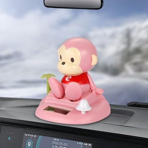 Car Ornaments Automobile Decoration Shaking Head Vacation Monkey Doll Toys Cute Solar Powered Auto Home Decor Accessories Gifts