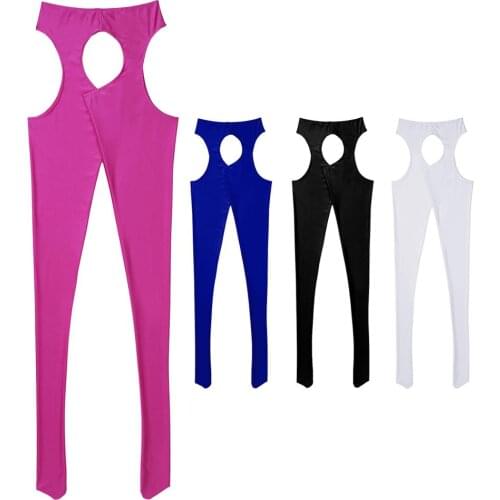 Hollow Out Crotchless Stockings Women See Through Sheer Stretchy Suspender Bodystockings Open Crotch Tights Fetish Pantyhose