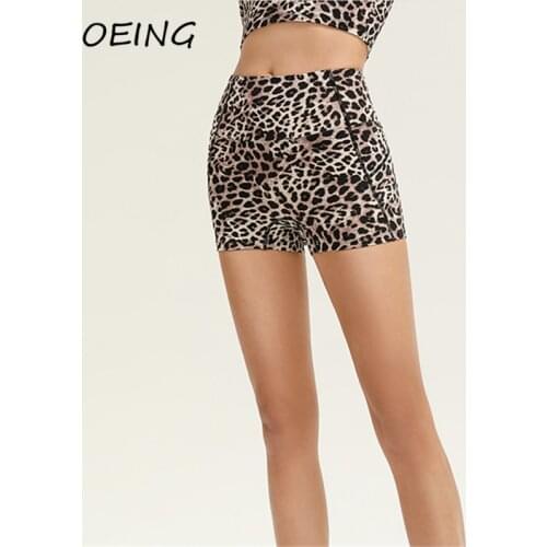 Spandex Seamless Shorts Leopard Yoga Leggings High Waist Short Pants for Women