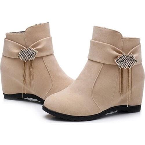 Fashion Women Winter Snow Boots Masonry Round Toe Female Wedges Flat Shoes High Quality Women Flat Boots