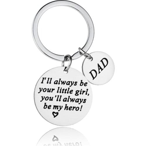 12PC Dad I'll Always Be Your Little Girl Keyrings Stainless Steel Charm Pendant Keychains Love Dad Daddy Papa Fathers Day Gifts