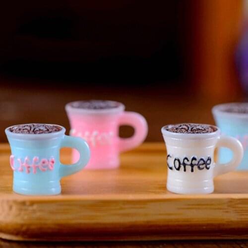 ZOCDOU 1 Piece Coffee Bean Cup Afternoon Glass Copa France Romantic Model Small Statue China Figurine Crafts Ornament Miniatures