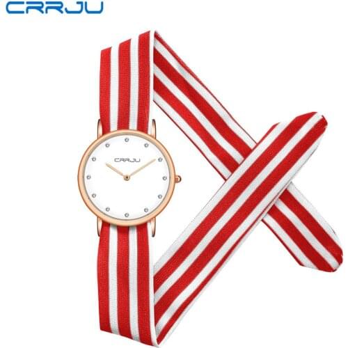 CRRJU New Women Watches Brand Fashion Ladies Fabric Wristwatch Female Waterproof Clock Femmes Horloge Ultra Slim Quartz Watch