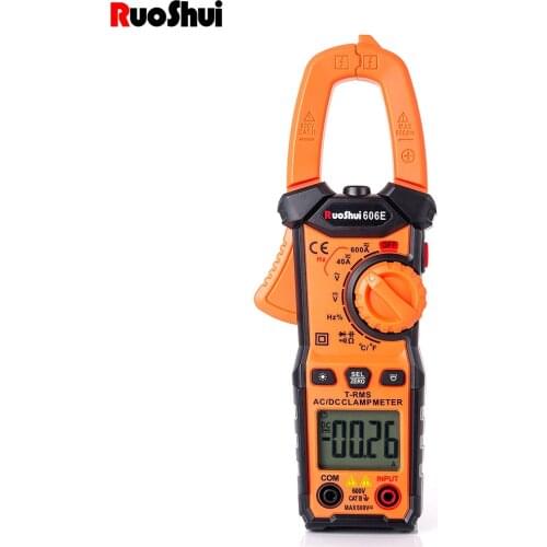 RuoShui 606E AC DC Digital Clamp Meter Multimeter Pinza Amperimetrica True RMS High Precision Capacitance NCV Ohm Hz Temp Tester