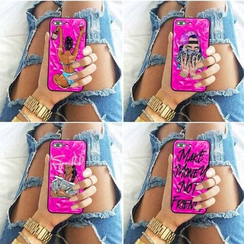MONEY Cash Black Girl Magic Diamond Special Neon Pink Phone Case for iPhone 11 12Pro Mini Max X XR XS 8 7 6s Plus Border Cases