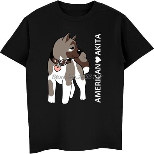 American Akita Dog T-Shirts Cute Dog Animal Print T Shirt Mens Cotton Short Sleeve Shirt Hip Hop Tees Tops Harajuku Streetwear