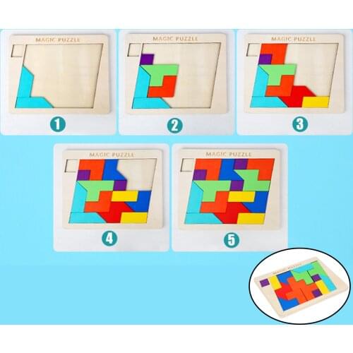 Wood Tangram Puzzle Kids Wood Tangram Puzzle IQ Game Shape Puzzles
