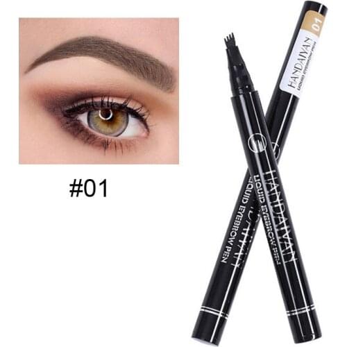 Hot Sale Professional HANDAIYAN liquid eyebrow pen 4 fork heads waterproof long-lasting liquid four eyebrow pencil 12pcs/lot