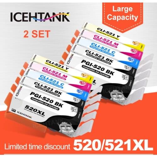 10 Pcs Ink Cartridges PGI 520 CLI 521 for Canon PGI-520 PIXMA iP3600 4600 4700 MP 540 550 560 620 630 640 980 Printer Cartridges