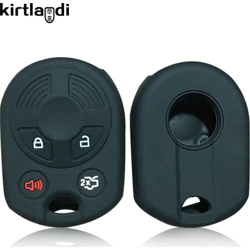 Kirtlandi Silicone Key Holder Car Keychain for Ford Fiesta Focus Escape 2011 2014 2017 4 Button Key Cover Case Accessories Shell