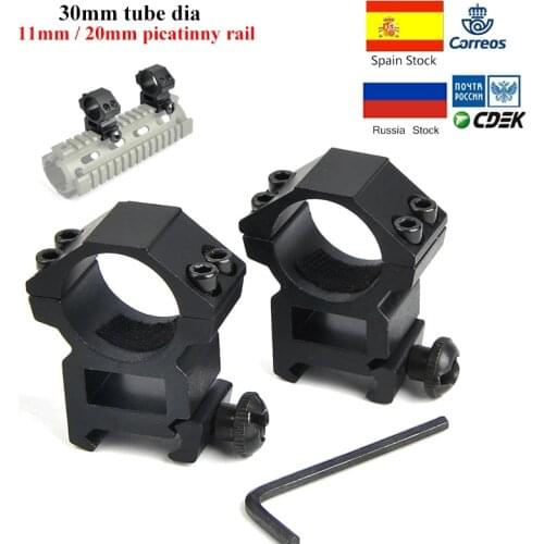 2Pcs 30mm Riflescope Mount Ring 11mm / 20mm Picatinny Rail High Profile for Rifle Scope Hunting Mount