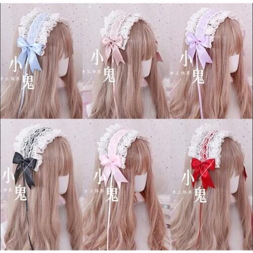 Annies breakfast Cosplay Sweet Lolita Bonnet Headwear Retro Princess Hair band Girl Bow Lace Hair clip Headbands B471