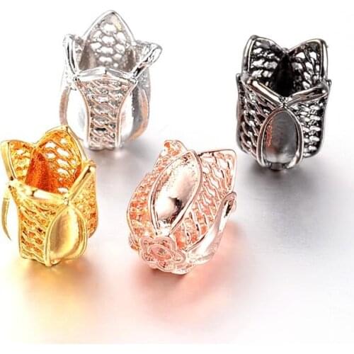 50pcs Brass Bead Cap 4-Petal Flower Enamel Settings Metal Findings for Jewelry Making DIY Accessories 12x8x9mm Hole: 1.5mm