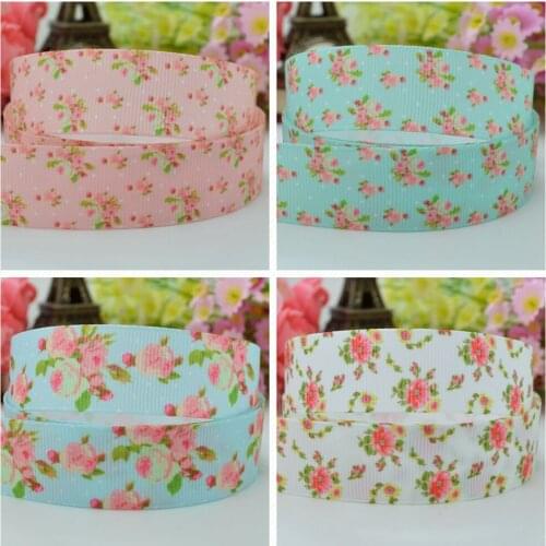 10 Yards 22mm 7/8" Pretty Flowers Girls Printed grosgrain ribbon hair bow Headwear DIY hair accessories retail B0929
