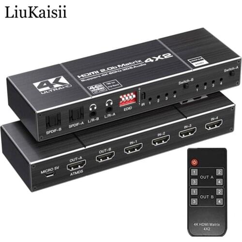 4K HDMI Switch 4K&60Hz HDMI 2.0 Matrix Selector Switcher with IR Wireless Remote Supports 3D Ultra HD Dolby Vision HDCP 2.2