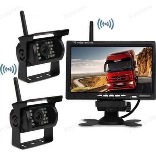 Wireless 7 Inch TFT LCD Car Parking Monitor With 2x 18 LED Night Vision Rear View reversing Camera For Truck Trailer Bus
