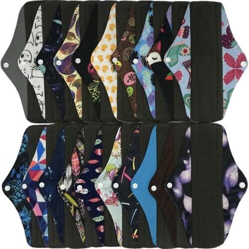 MUMBABY 20pcs 25.4cm / 10inch Regular Charcoal Bamboo Mama Cloth/Menstrual Pads/Reusable Sanitary Pads