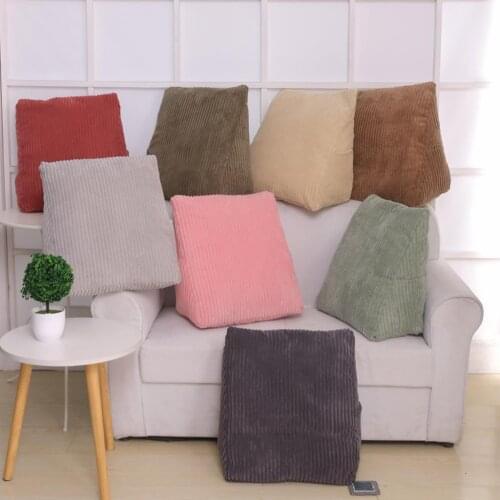 Soft Reading Pillow Triangle Back Rest Cushion Bolster for Sofa Bed Sideboard Chair Lounger Couch with Washable Removable Cover