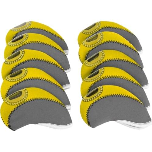 10Pcs Golf Club Iron Head Covers Set Transparent Window For