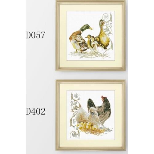 Fishxx Cross Stitch Kit D057 D402 Animal Pattern Mallard Black Chicken Family Happiness Handmade Embroidery Paintings