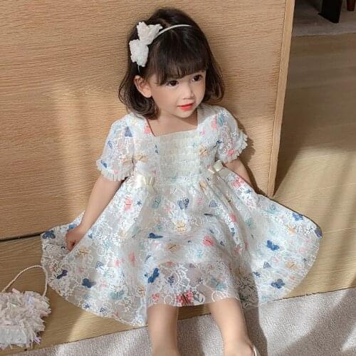 2021 Summer New Arrival Girls Fashion butterfly Veil Dress Kids Princess Tutu Dress Girls Clothes kids dresses for girls
