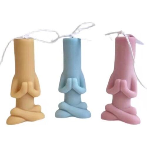 Simple Columnar Candle Silicone Mold Yoga Prayer Candle Meditating Portrait Candle Making Home Art Candle Decor